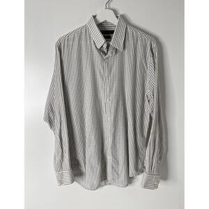 Perry Ellis Mens Button Up Shirt Slim Fit Preppy Casual Blue Sz Large